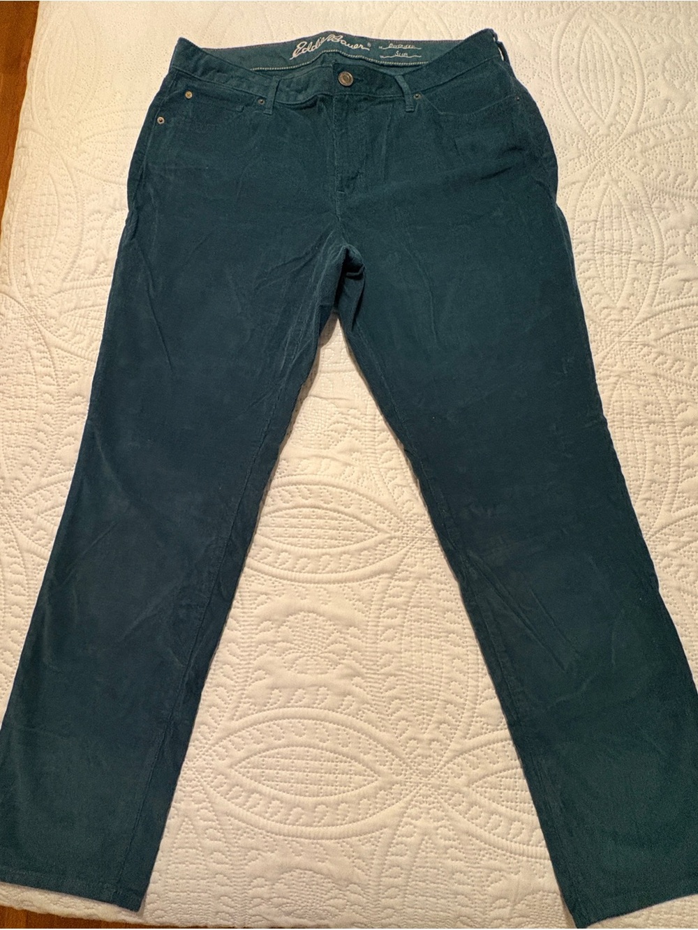 Eddie Bauer Women’s Teal Corduroy Boyfriend Jeans